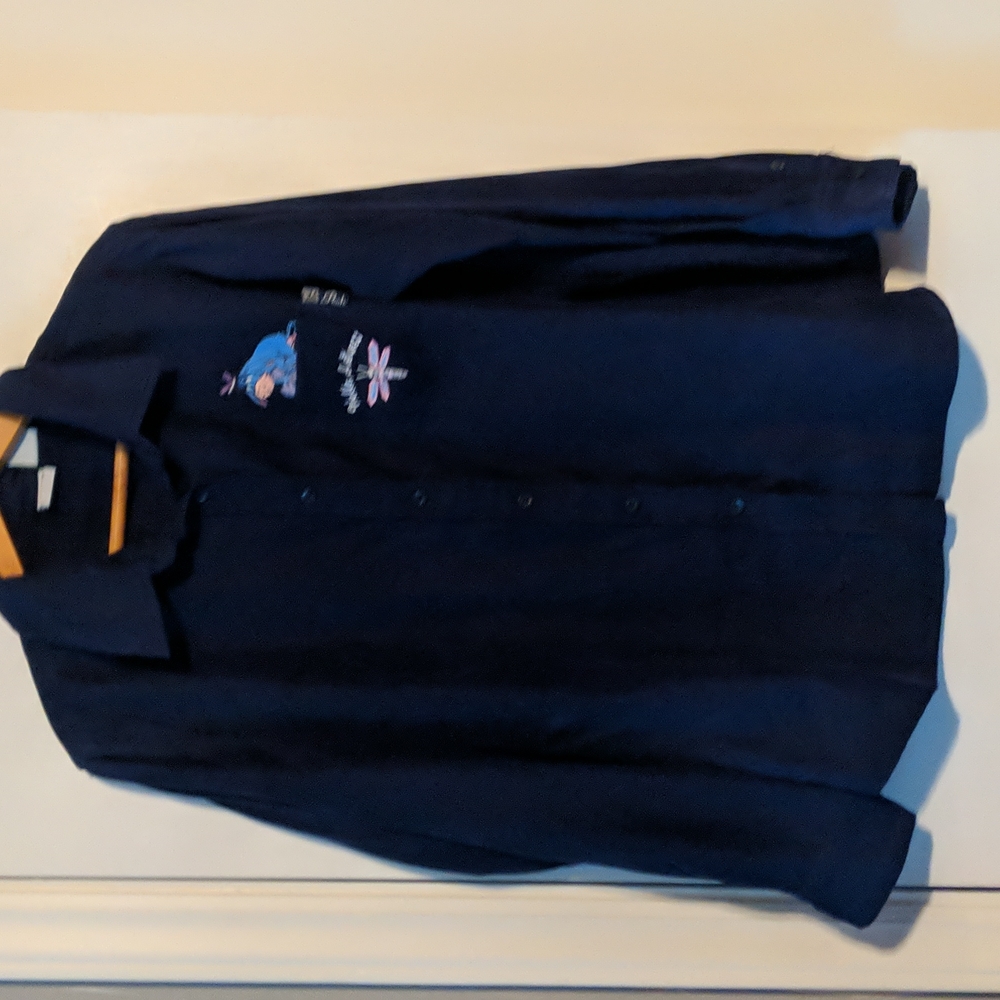 Vintage Disney Velvet Blue Button down Eeyore Shirt